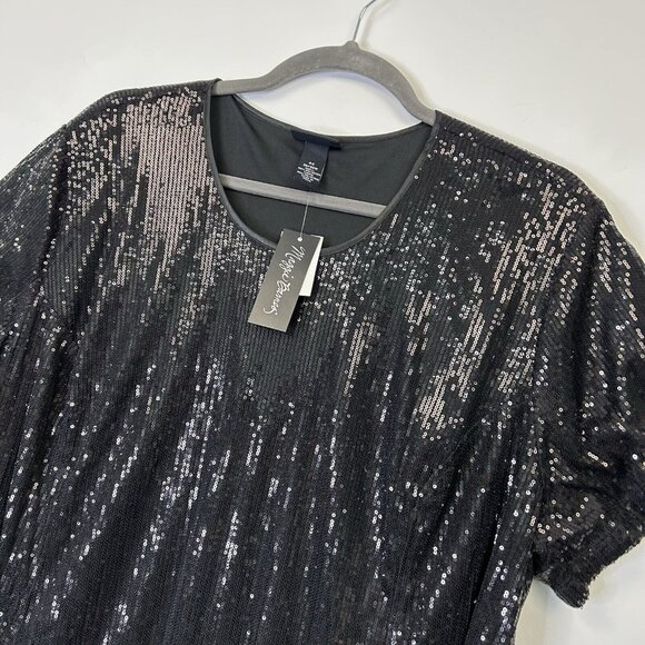 NEW Maggie Barnes Black Sequin Top Womens Size 4X Dressy Party - Picture 3 of 9